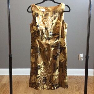 10P Talbots tan giraffe print sheath dress